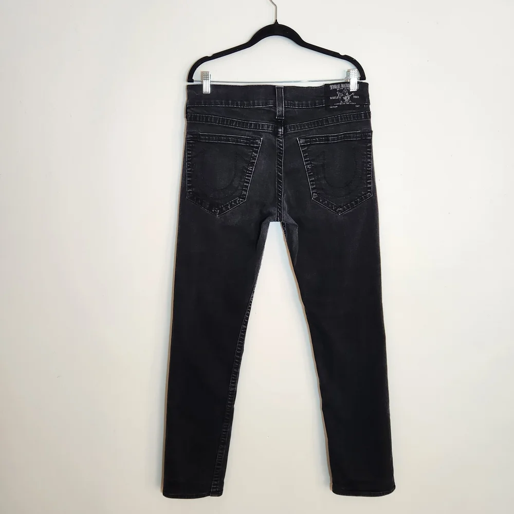 True Religion Mens Black Slim Fit Jeans Size 34